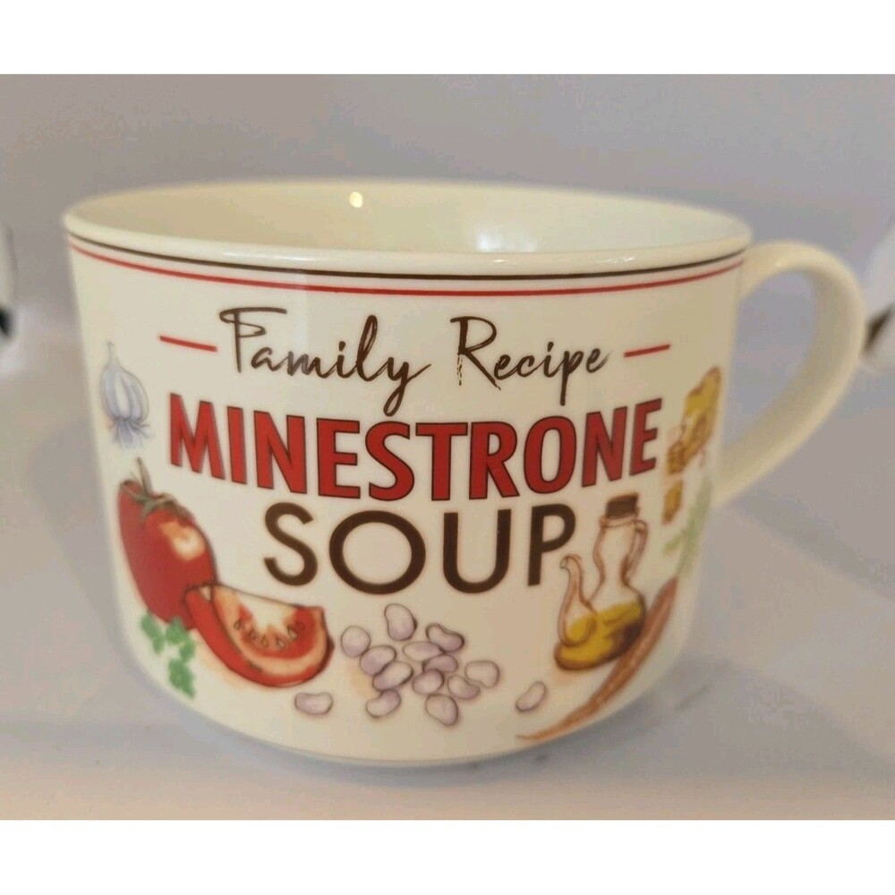 Vintage Fabulous Home Ceramic Minestrone Soup Recipe Mug Wide Mouth Bowl